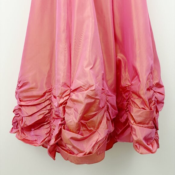 Vintage Jessica McClintock Gunne Sax Prom Dress Size 3 Peach Taffeta Ruched - Picture 3 of 8